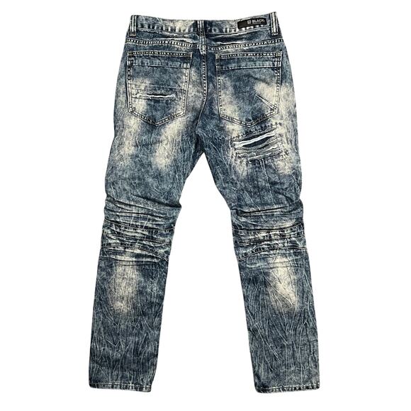 CJ Black Premium Slim Fit Distressed Zipper Acid Wash Denim Jeans Mens 30 32 - Picture 2 of 9